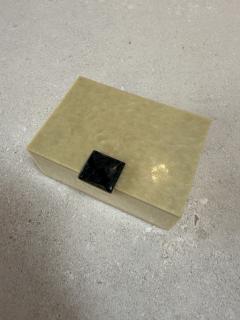 Vintage Faux Marble Lucite Trinket Box with Decorative Stone Accent - 4555557
