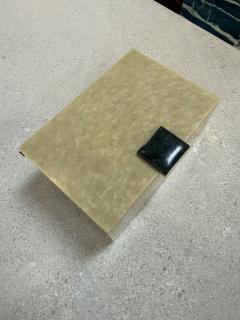 Vintage Faux Marble Lucite Trinket Box with Decorative Stone Accent - 4555558