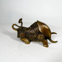 Vintage Feng Shui Gilt Bronze Bull Ox Money Figurine - 3077622