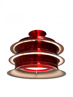 Vintage Finnish Design Layered Ceiling Lamp Glossy Red Attr Kai Ruokonen 1960 - 3932627