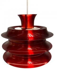 Vintage Finnish Design Layered Ceiling Lamp Glossy Red Attr Kai Ruokonen 1960 - 3932628