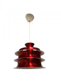 Vintage Finnish Design Layered Ceiling Lamp Glossy Red Attr Kai Ruokonen 1960 - 3932632