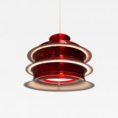 Vintage Finnish Design Layered Ceiling Lamp Glossy Red Attr Kai Ruokonen 1960 - 3935552