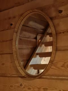 Vintage Finnish Rattan Oval Mirror with Honey Patina 1960s - 4216733
