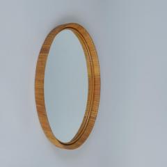 Vintage Finnish Rattan Oval Mirror with Honey Patina 1960s - 4216734