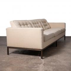 Vintage Florence Knoll Sofa in Original Woven Ivory Wool with Bronze Base 1960s - 4597712