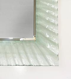 Vintage Fluted Murano Glass Wall Mirror with Beveled Mirror 1980s - 3954233