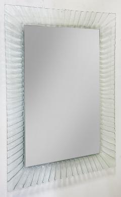 Vintage Fluted Murano Glass Wall Mirror with Beveled Mirror 1980s - 4277047