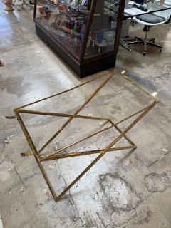 Vintage Folding Tray Table with Blue Enamel Tray and Brass Base 1970s - 4534753