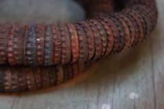 Vintage Folk Art Hand Carved Wood and Bottlecap Snake on Octagonal Base - 3934320