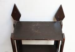 Vintage Folk Art Hand Carved and Stained Walnut Wall Shelf with Arrows Motif - 4365929