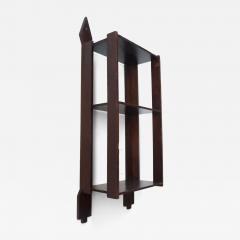 Vintage Folk Art Hand Carved and Stained Walnut Wall Shelf with Arrows Motif - 4369162