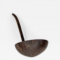 Vintage Folk Art Handmade Coconut Palm Wood Spoon Ladle - 2765933