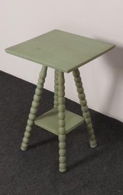 Vintage Folk Art Two Tier Mint Green Bobbin Side Table - 4794007