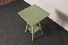 Vintage Folk Art Two Tier Mint Green Bobbin Side Table - 4794008