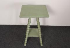 Vintage Folk Art Two Tier Mint Green Bobbin Side Table - 4794010