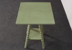 Vintage Folk Art Two Tier Mint Green Bobbin Side Table - 4794011