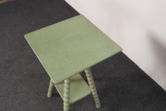 Vintage Folk Art Two Tier Mint Green Bobbin Side Table - 4794012