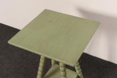Vintage Folk Art Two Tier Mint Green Bobbin Side Table - 4794014