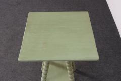 Vintage Folk Art Two Tier Mint Green Bobbin Side Table - 4794015