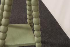 Vintage Folk Art Two Tier Mint Green Bobbin Side Table - 4794017