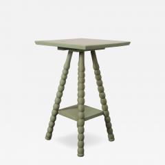Vintage Folk Art Two Tier Mint Green Bobbin Side Table - 4795912