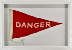Vintage Framed Large Wool Danger Flag Pennant - 1713868