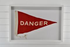 Vintage Framed Large Wool Danger Flag Pennant - 1713869