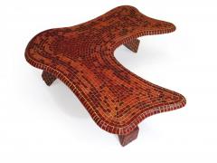 Vintage Free Form Red Mosaic Tile Coffee Table - 919574