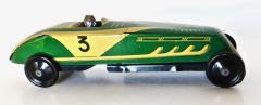 Vintage Free Wheeling Green Lithographed All Tin Racing Car French Circa 1930 - 3221009