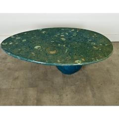 Vintage French 1970s Green Fossil Marble Coffee Table - 3954791