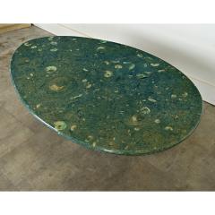 Vintage French 1970s Green Fossil Marble Coffee Table - 3954792
