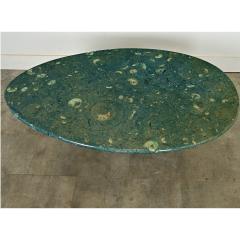 Vintage French 1970s Green Fossil Marble Coffee Table - 3954809