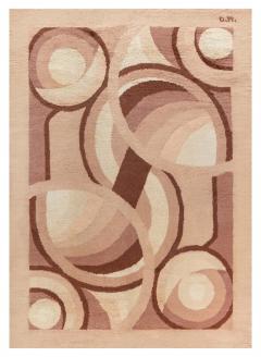 Vintage French Art Deco Brown and Beige Wool Rug by D I M  - 3582413