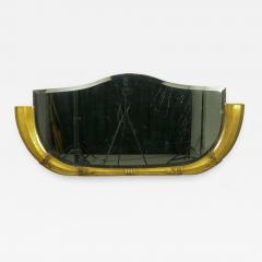 Vintage French Art Deco Carved Giltwood Over Mantel Mirror circa 1940s - 1125689