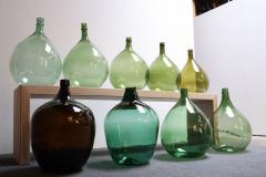Vintage French Blown Glass Wide Neck Demijohn Carboy in Teal Green - 4181023