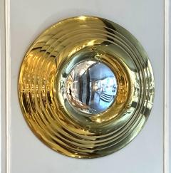 Vintage French Brass Circular Convex Mirror - 3307567