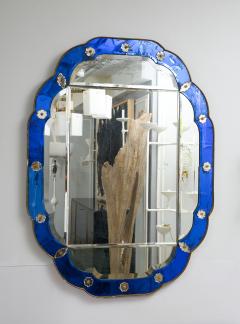 Vintage French Cobalt Blue Mirror - 2855713