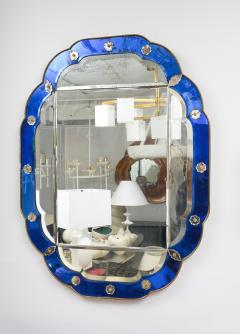 Vintage French Cobalt Blue Mirror - 2855716