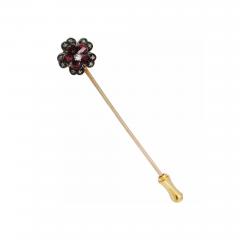 Vintage French Gold Ruby Diamond Flower Stick Pin - 4054263