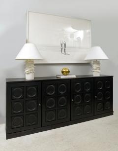 Vintage French Graphic Ebonized Oak Sideboard - 4446284