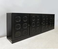 Vintage French Graphic Ebonized Oak Sideboard - 4446289