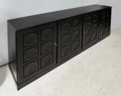 Vintage French Graphic Ebonized Oak Sideboard - 4446293