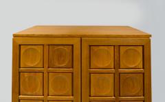 Vintage French Graphic Oak Cabinet with Geometric Pattern - 4430337