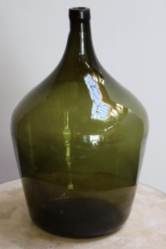 Vintage French Olive Green Demijohn Carboy - 3931556