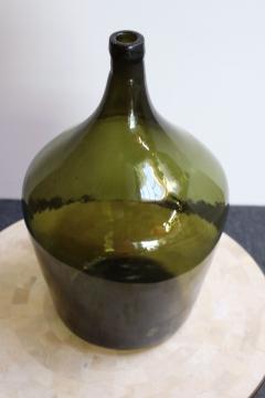 Vintage French Olive Green Demijohn Carboy - 3931558