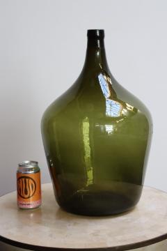 Vintage French Olive Green Demijohn Carboy - 3931561