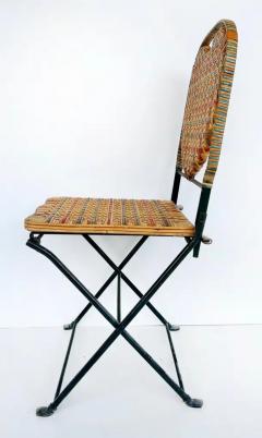 Vintage French Rattan and Wrought Iron Folding Chairs by Un Jardin En Plus 4  - 3650804