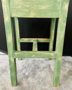 Vintage French Rustic Syle Straw Wooden Bar Stool in Green Turquoise a Pair - 2865992
