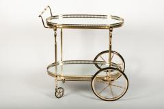Vintage French Solid Brass Bar Cart - 598129